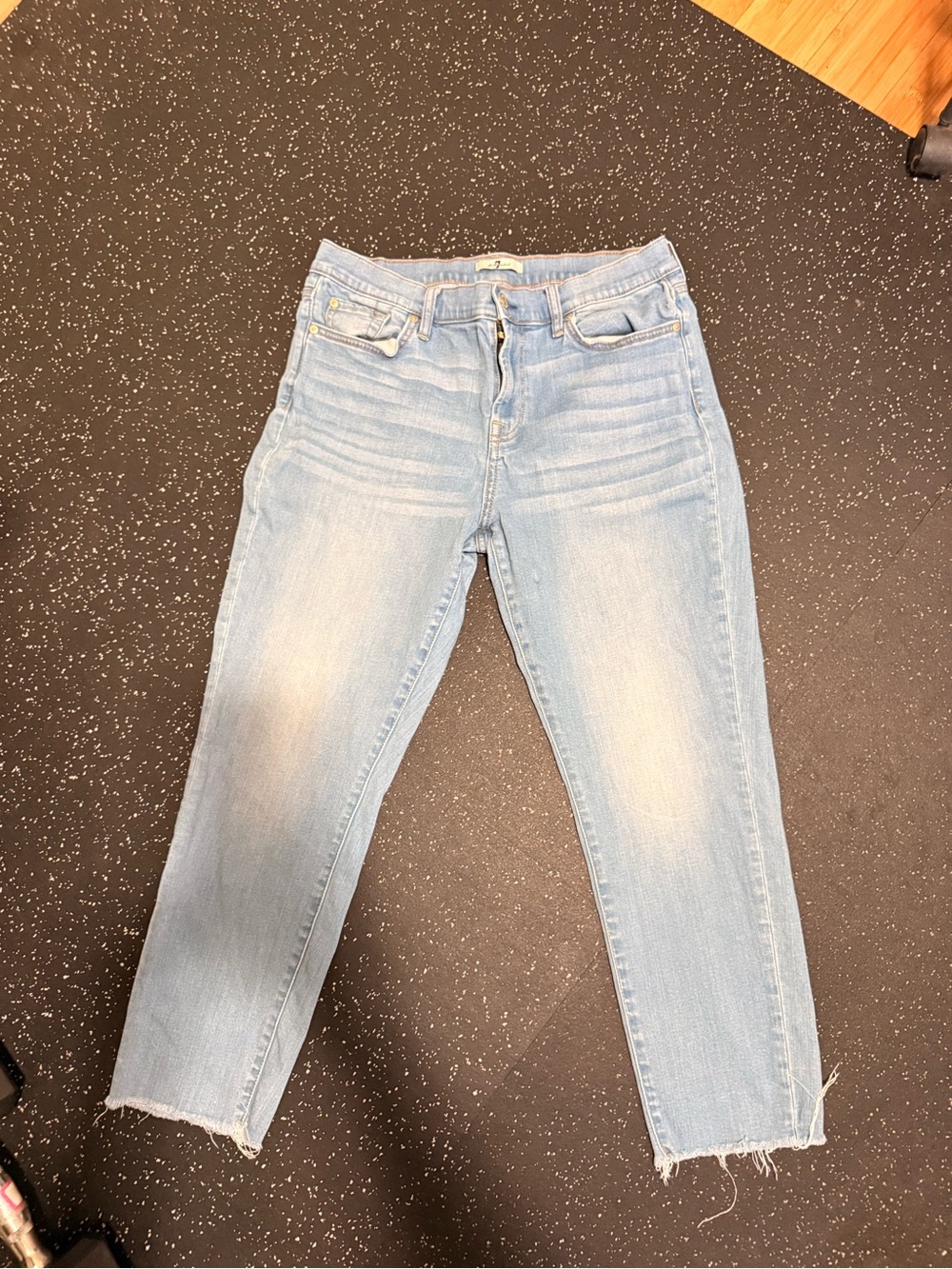 7 For All Mankind Light Blue Ankle Cropped Straight Jeans
